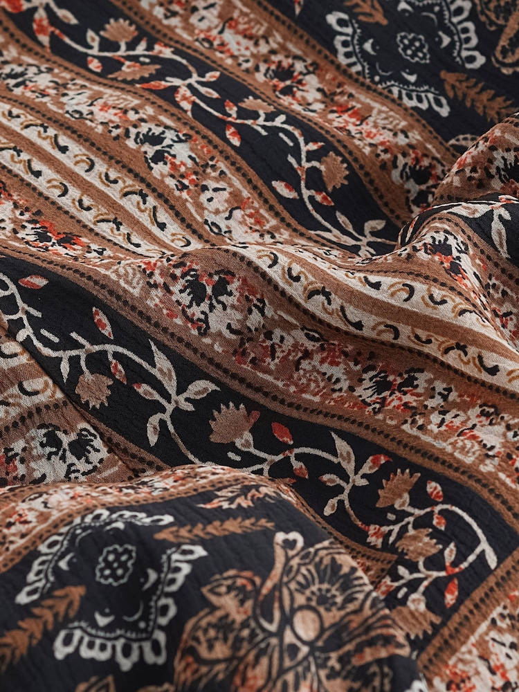 Brown/Black Tile Print Tie Front Cami Midi Dress - Image 7 of 7