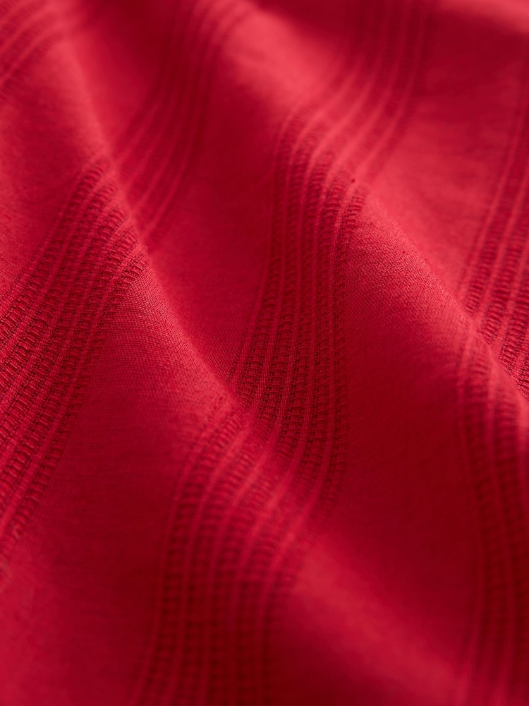 Red Linen Blend V-Neck Summer Mini Dress - Image 6 of 6