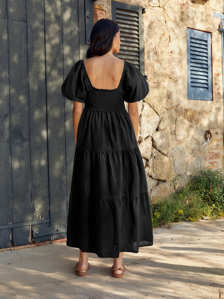 Black Puff Sleeve Maxi Dress - Image 2 of 6