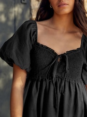 Black Puff Sleeve Maxi Dress - Image 3 of 6