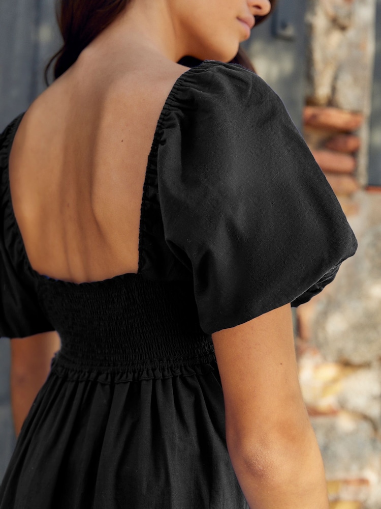 Black Puff Sleeve Maxi Dress - Image 4 of 6