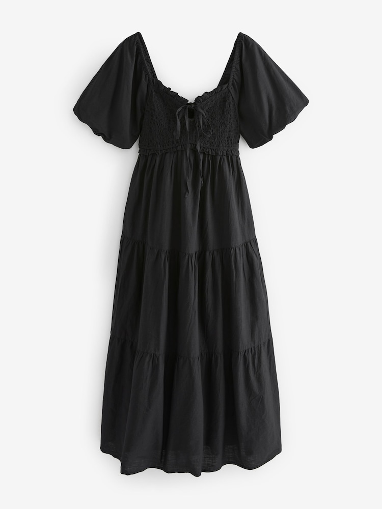 Black Puff Sleeve Maxi Dress - Image 5 of 6