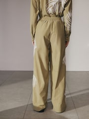Khaki Green Embroidered Palm Print Trousers - Image 3 of 6