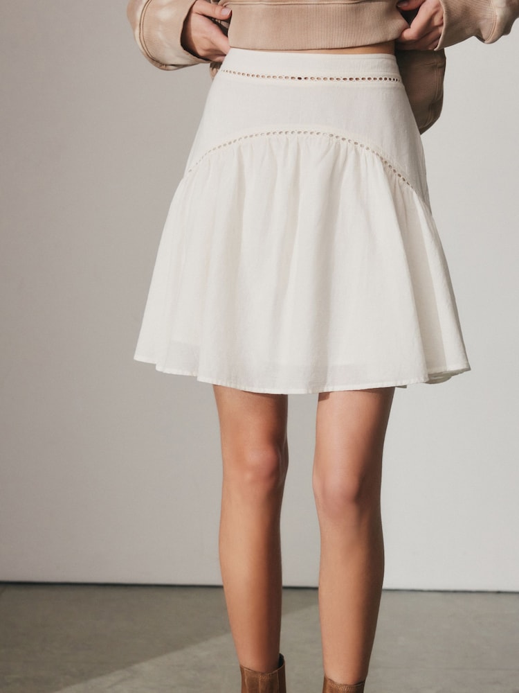 White Lace Insert Mini Skirt - Image 2 of 6