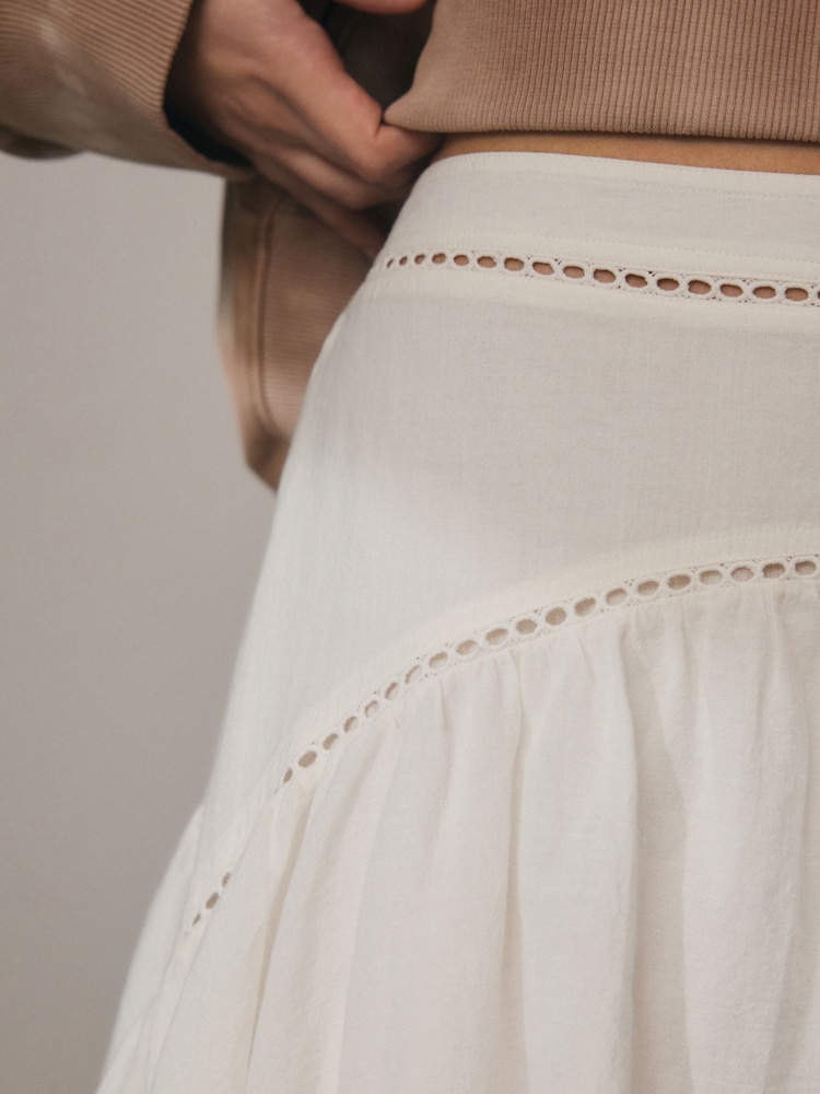 White Lace Insert Mini Skirt - Image 4 of 6