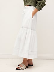 White Crochet Insert Tiered Maxi Skirt - Image 2 of 5