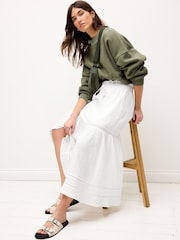 White Crochet Insert Tiered Maxi Skirt - Image 3 of 5