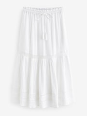 White Crochet Insert Tiered Maxi Skirt - Image 4 of 5