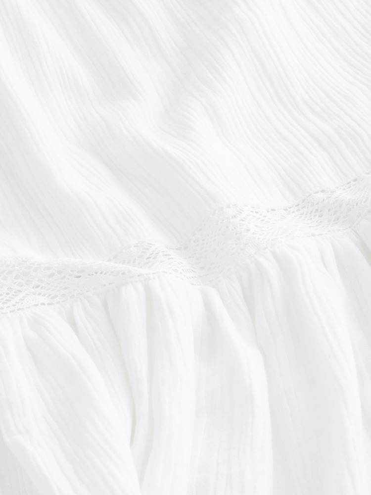 White Crochet Insert Tiered Maxi Skirt - Image 5 of 5