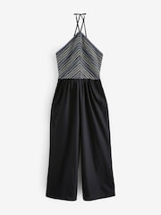 Black/Blue/Yellow Halterneck Shirred Jumpsuit - Image 5 of 6