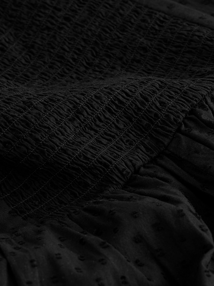 Black Dobby Textured Short Sleeve Jumpsuit - Image 6 of 6