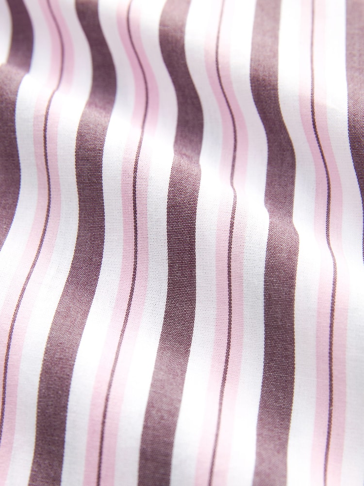 Burgundy Red Stripe Long Sleeve Cotton Cropped Shirt - Image 6 of 6
