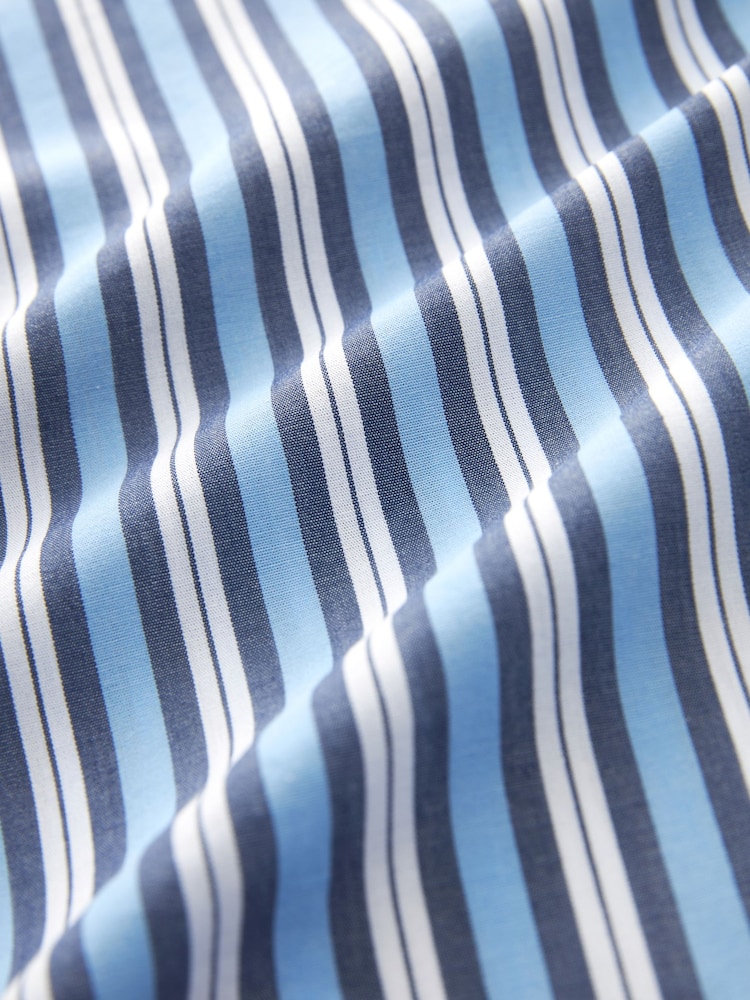 Blue/White Stripe Long Sleeve Cotton Cropped Shirt - Image 7 of 7