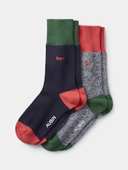 Aubin Cotton Fowey Socks 2 Pack - Image 1 of 3