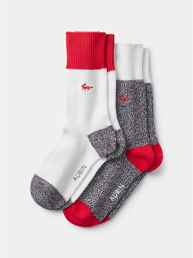 Aubin Cotton Fowey Socks 2 Pack - Image 1 of 3