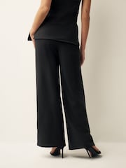 Black Tailored Jersey Wide Leg Trousers - Image 3 of 6