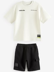 White/Black Subscribe Graphic Top and Shorts Set (3-16yrs) - Image 6 of 9