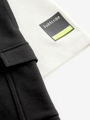 White/Black Subscribe Graphic Top and Shorts Set (3-16yrs) - Image 9 of 9