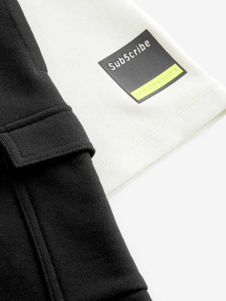 White/Black Subscribe Graphic Top and Shorts Set (3-16yrs) - Image 9 of 9
