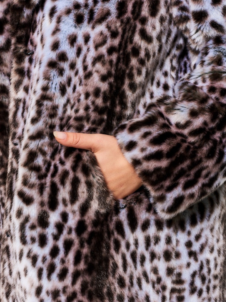 Sosandar Brown Cheetah Print Faux Fur Coat - Image 4 of 4