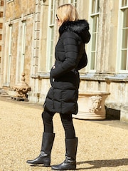 Sosandar Black Quilted Longline Coat - Image 4 of 6