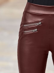 Sosandar Red/Blue Tall Leather Look Premium Leggings - Image 3 of 4