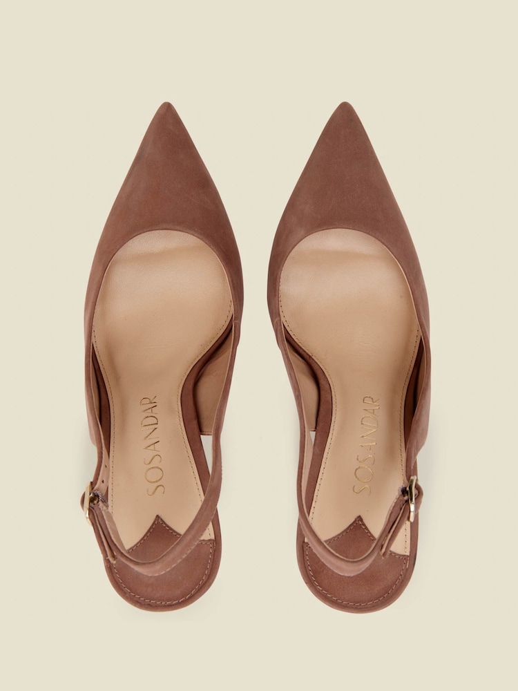 Sosandar Brown Suede Slingback Court Shoes - Image 5 of 5
