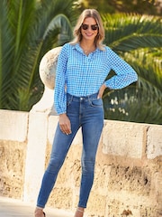Sosandar Light Blue Printed Button Down Shirt - Image 4 of 4