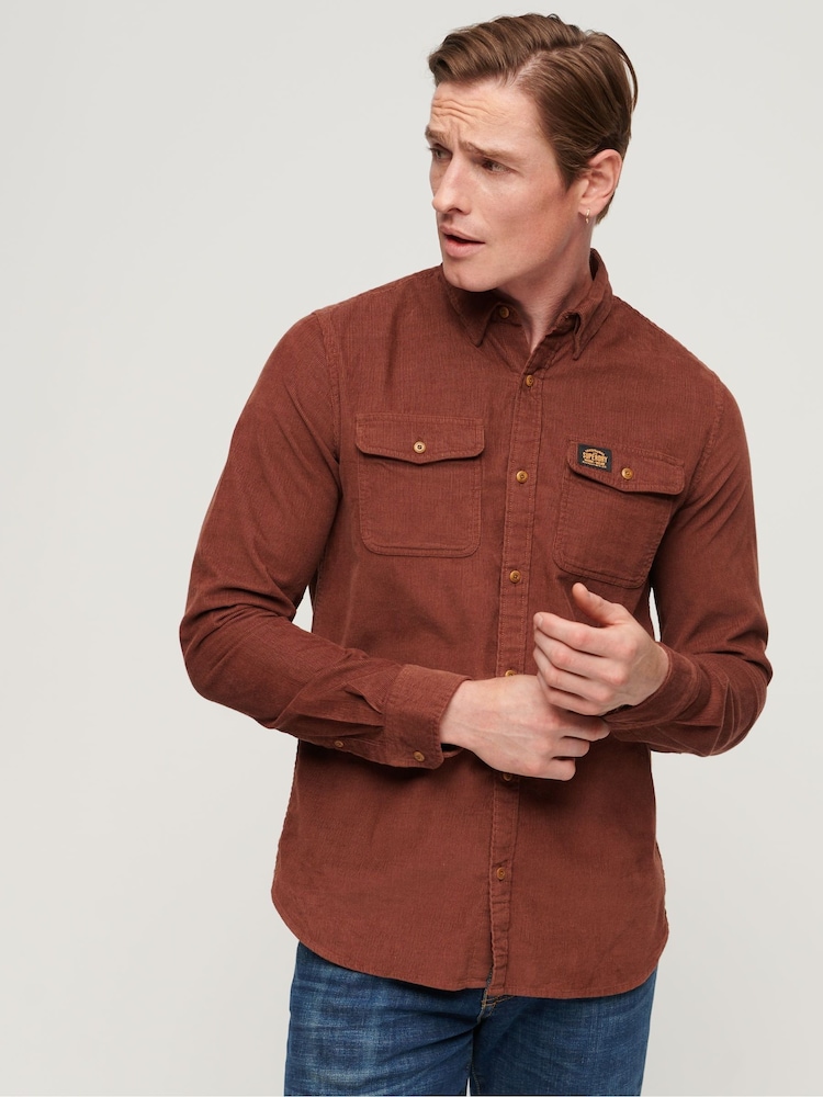 Castanho - Camisas Superdry Trailsman Corduroy 100% algodão - Imagem 11 de 11