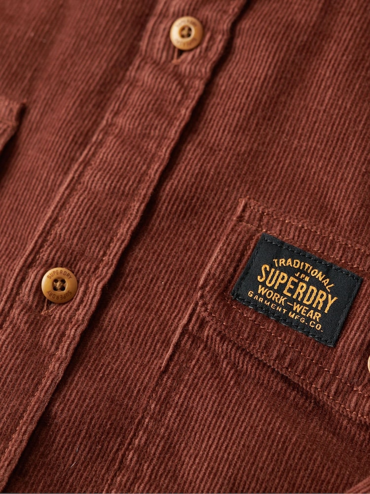 Superdry Brown Trailsman Corduroy 100% Cotton Shirt - Image 6 of 6