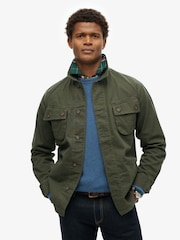 Superdry Dark Green 100% Cotton Military Overshirt Jacket - Image 1 of 7