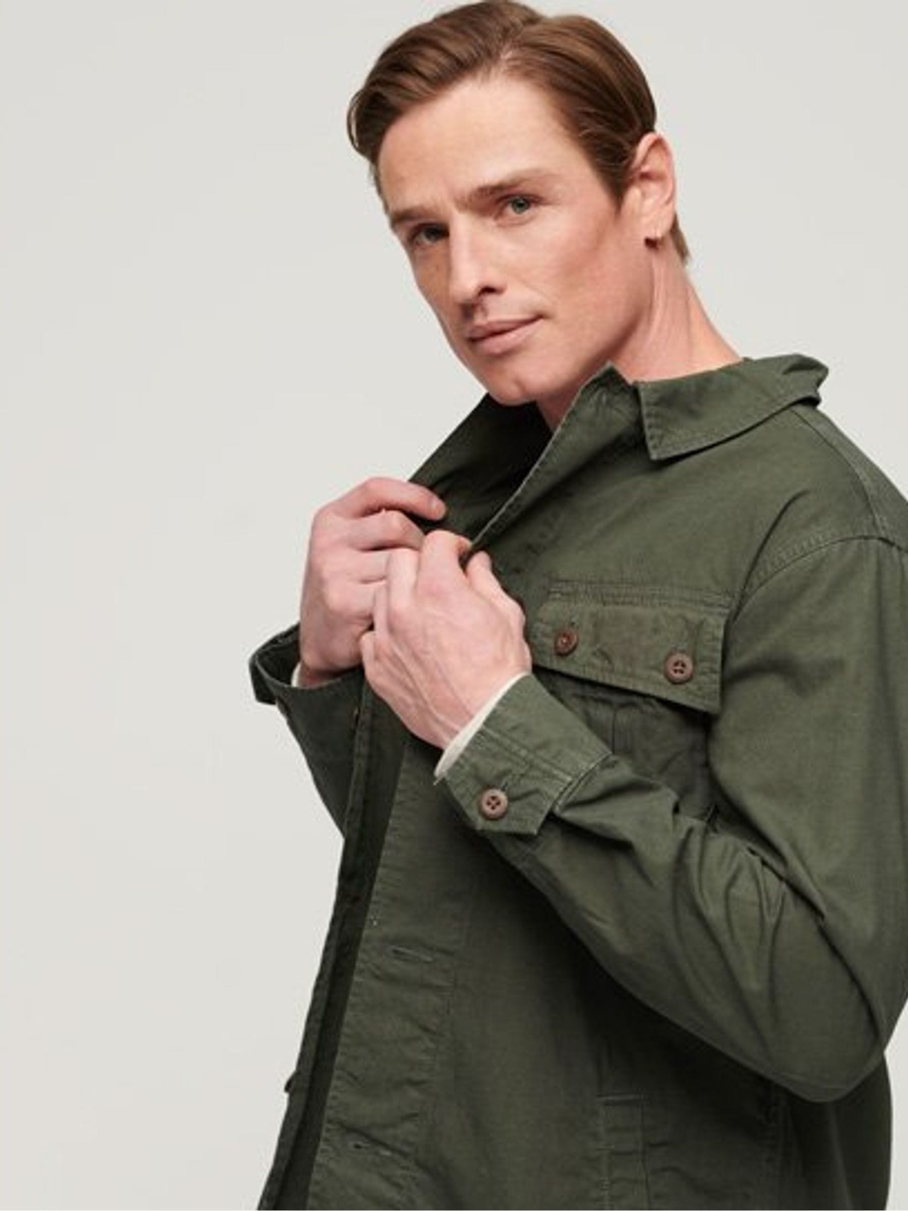 Buy Superdry Dark Green 100 Cotton Military Overshirt Jacket from Next Luxembourg