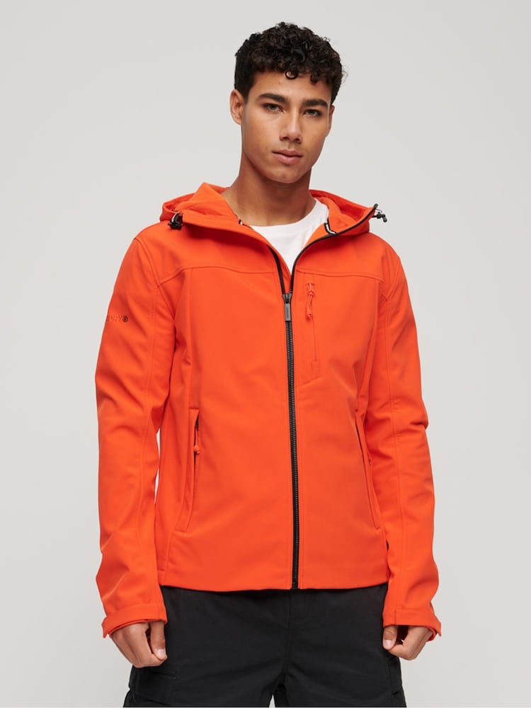 Superdry Orange Fleece Lined Softshell Hooded Jacket - Image 1 of 6