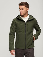 Superdry Green Fleece Lined Softshell Hooded Jacket - Image 1 of 6