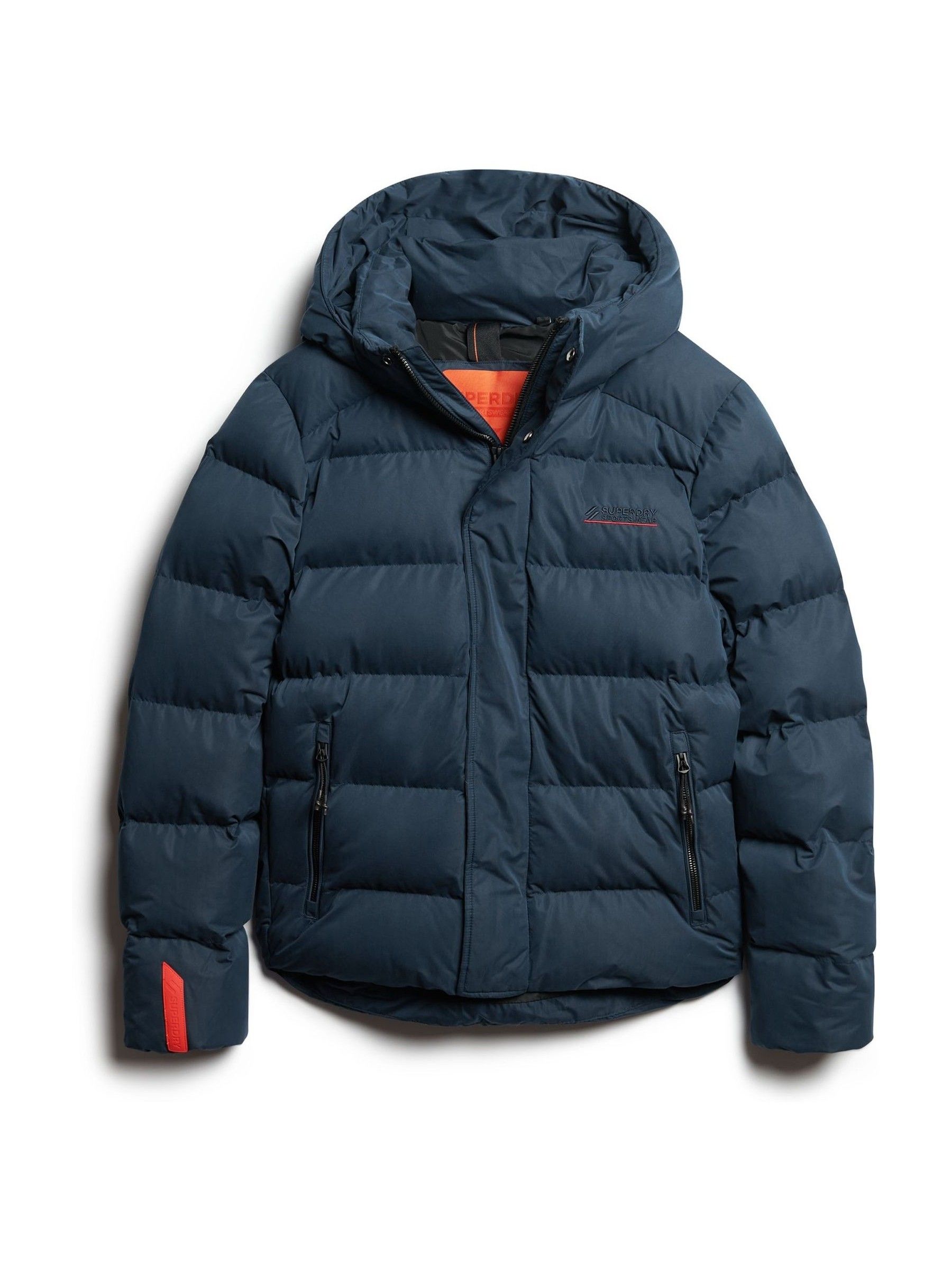 Buy Superdry Blue Hooded Microfibre Sports Puffer Coat Jacket from Next Ireland