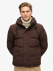Superdry Dark Brown Everest Hooded Puffer Jacket - Image 1 of 5
