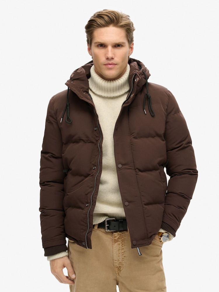 Superdry Dark Brown Everest Hooded Puffer Jacket - Image 2 of 5