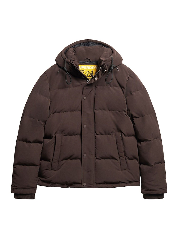 Superdry Dark Brown Everest Hooded Puffer Jacket - Image 3 of 5