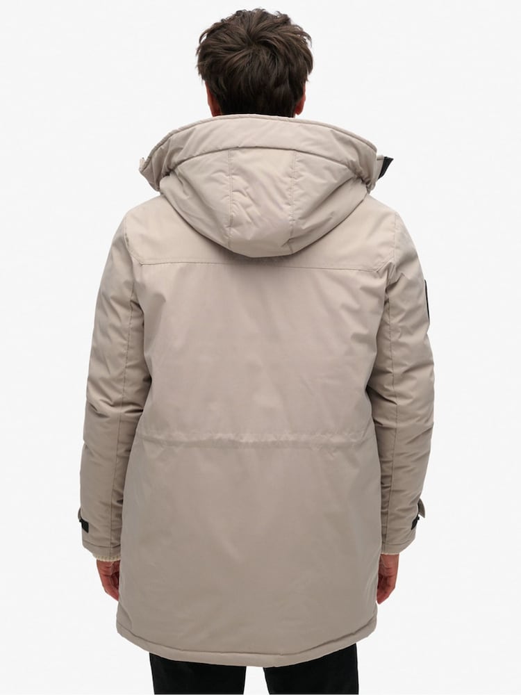 Superdry Grey City Hooded Padded Parka Coat Jacket - Image 2 of 7