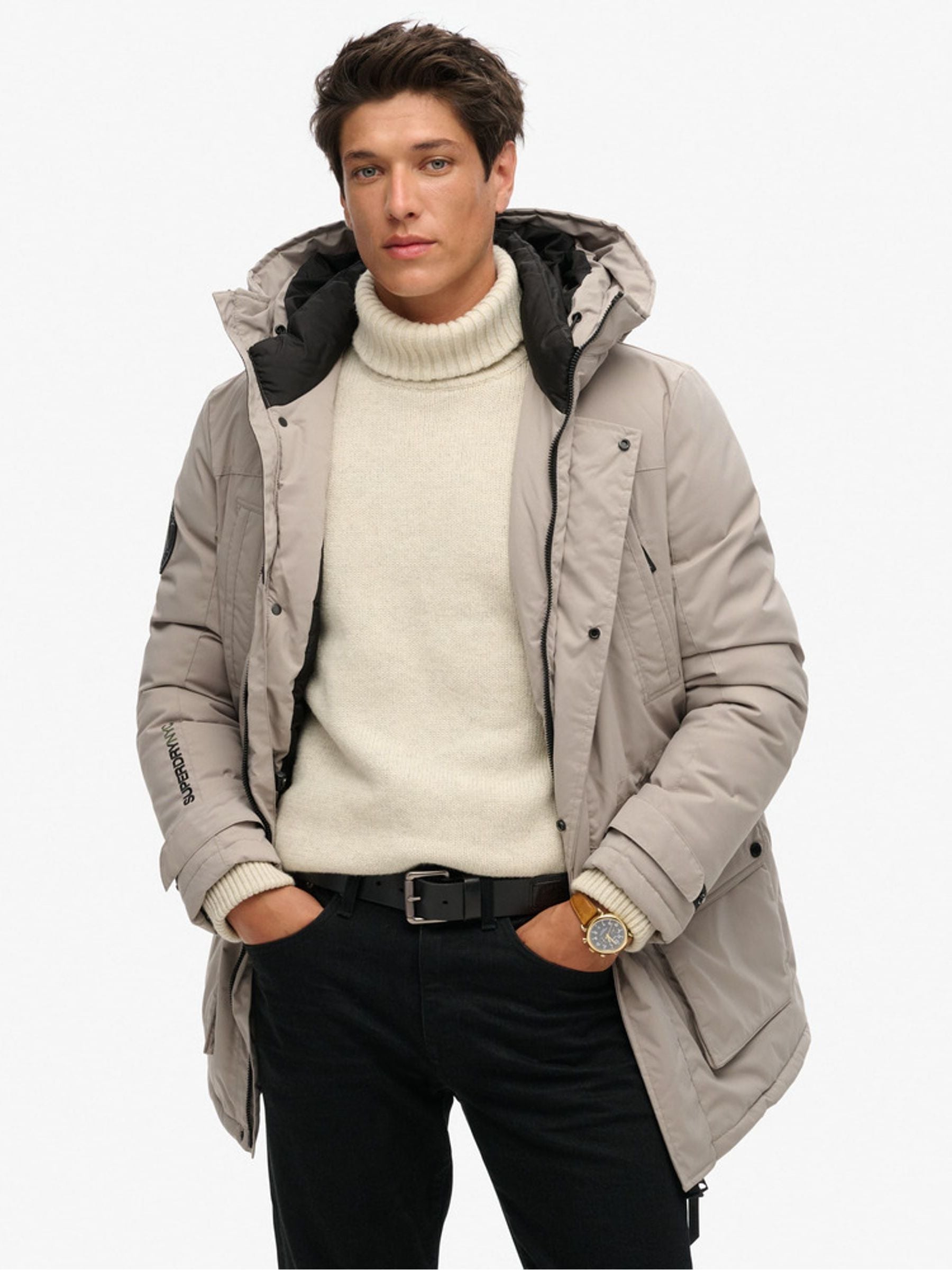 Superdry grey coat cheap