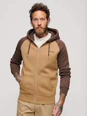 Superdry Light brown Essential Baseball Zip-Up Hoodie - Image 1 of 3