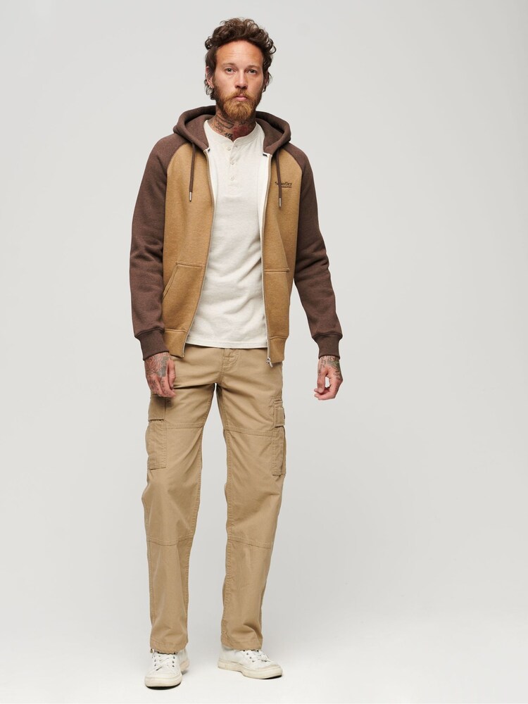 Superdry Light brown Essential Baseball Zip-Up Hoodie - Image 2 of 3