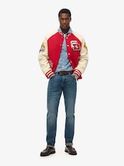 Superdry Red College Varsity Patched Bomber Jacket - Image 3 of 8