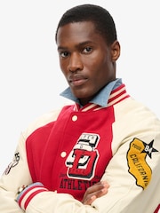 Superdry Red College Varsity Patched Bomber Jacket - Image 4 of 8