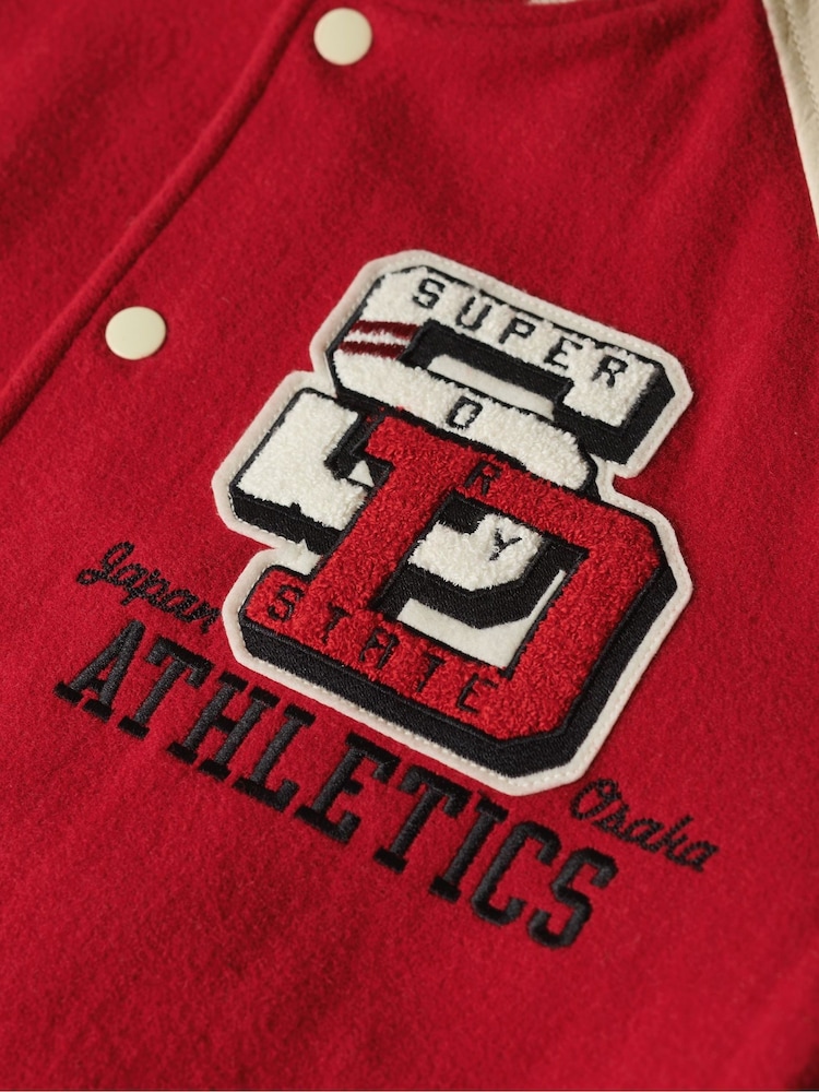 Superdry Red College Varsity Patched Bomber Jacket - Image 8 of 8