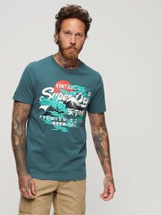 Superdry Blue Japanese Vintage Logo Graphic T-Shirt - Image 1 of 6