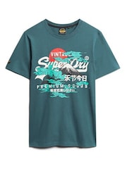 Superdry Blue Japanese Vintage Logo Graphic T-Shirt - Image 4 of 6