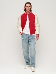 Superdry Red College Varsity Bomber Jacket - Image 3 of 6