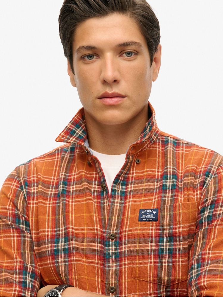 Superdry Orange Long Sleeve 100% Cotton Lumberjack Shirt - Image 3 of 6