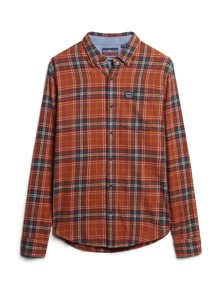 Superdry Orange Long Sleeve 100% Cotton Lumberjack Shirt - Image 4 of 6